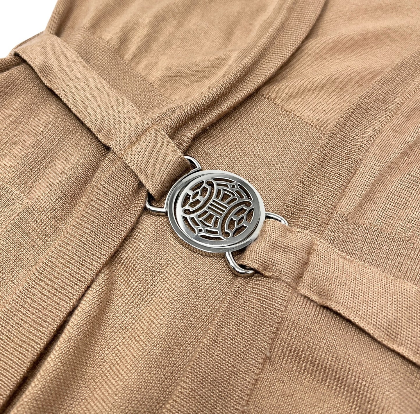 CELINE Vintage Macadam Logo Cardigan Sweater Top #S Knit Cashmere Brown RankAB