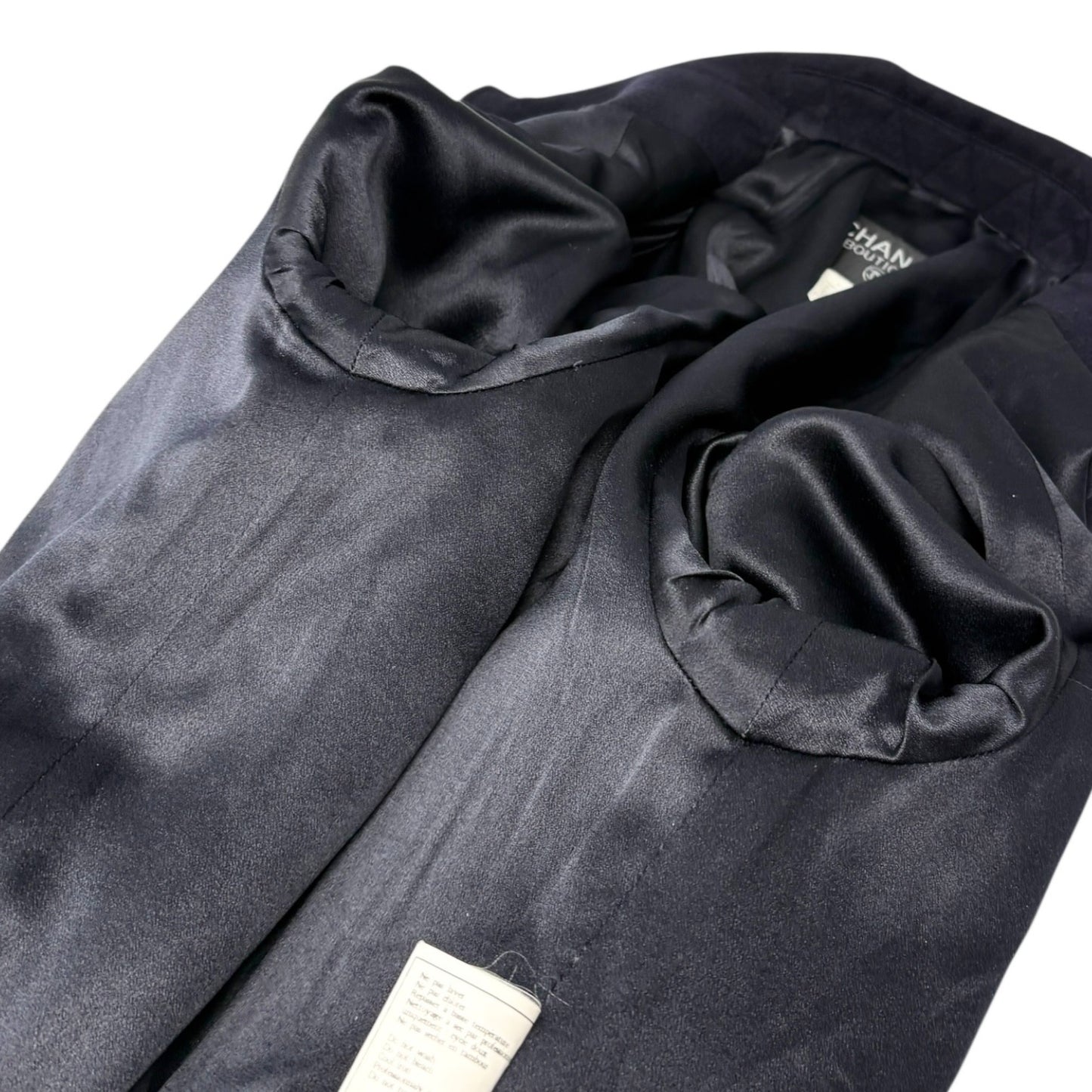 CHANEL Vintage 95A CC Button Cashmere Coat Jacket #40 Belt Dark Blue Gold