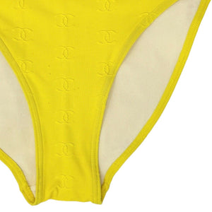 CHANEL Vintage 97P CC Mark Swimsuit Bodysuit #38 One-piece Yellow Nylon Rank AB