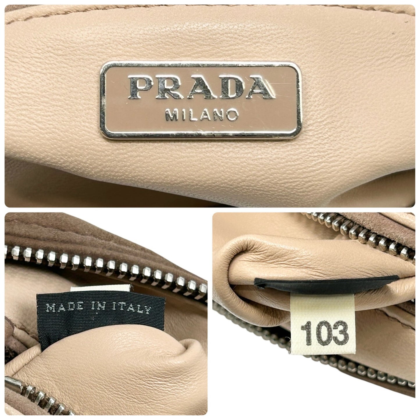 PRADA Vintage Logo 2way Crossbody Bag Clutch Pochette Mocha Brown Suede Zip