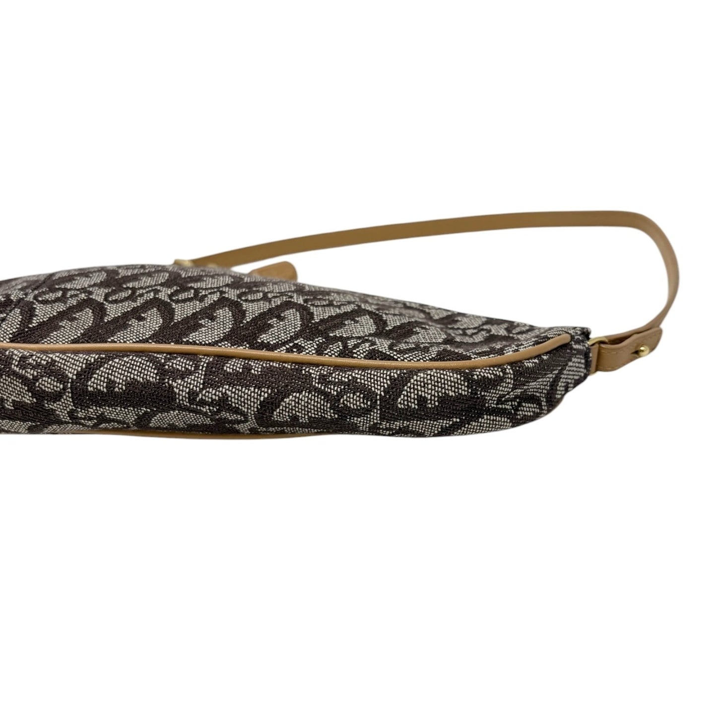 Christian Dior Vintage 2001 Trotter Monogram Mini Saddle Bag Brown Canvas Leathe