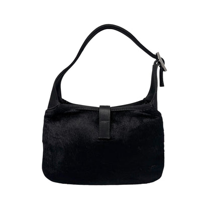 GUCCI Vintage Logo Jackie Mini Velour Shoulder Bag Handbag Black 901853