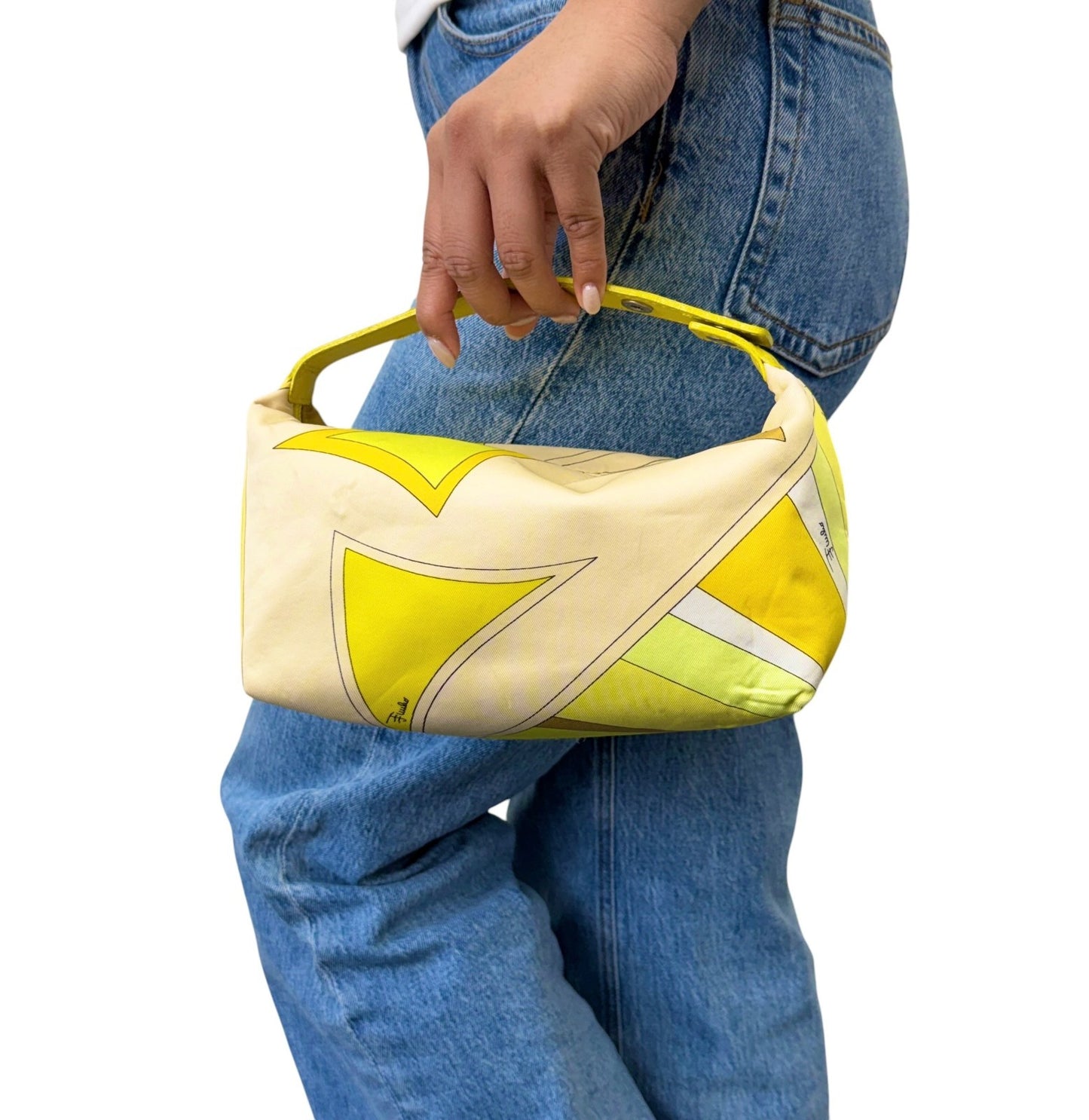 EMILIO PUCCI Vintage Abstract Print Mini Bag Pouch Yellow Multicolor 902434