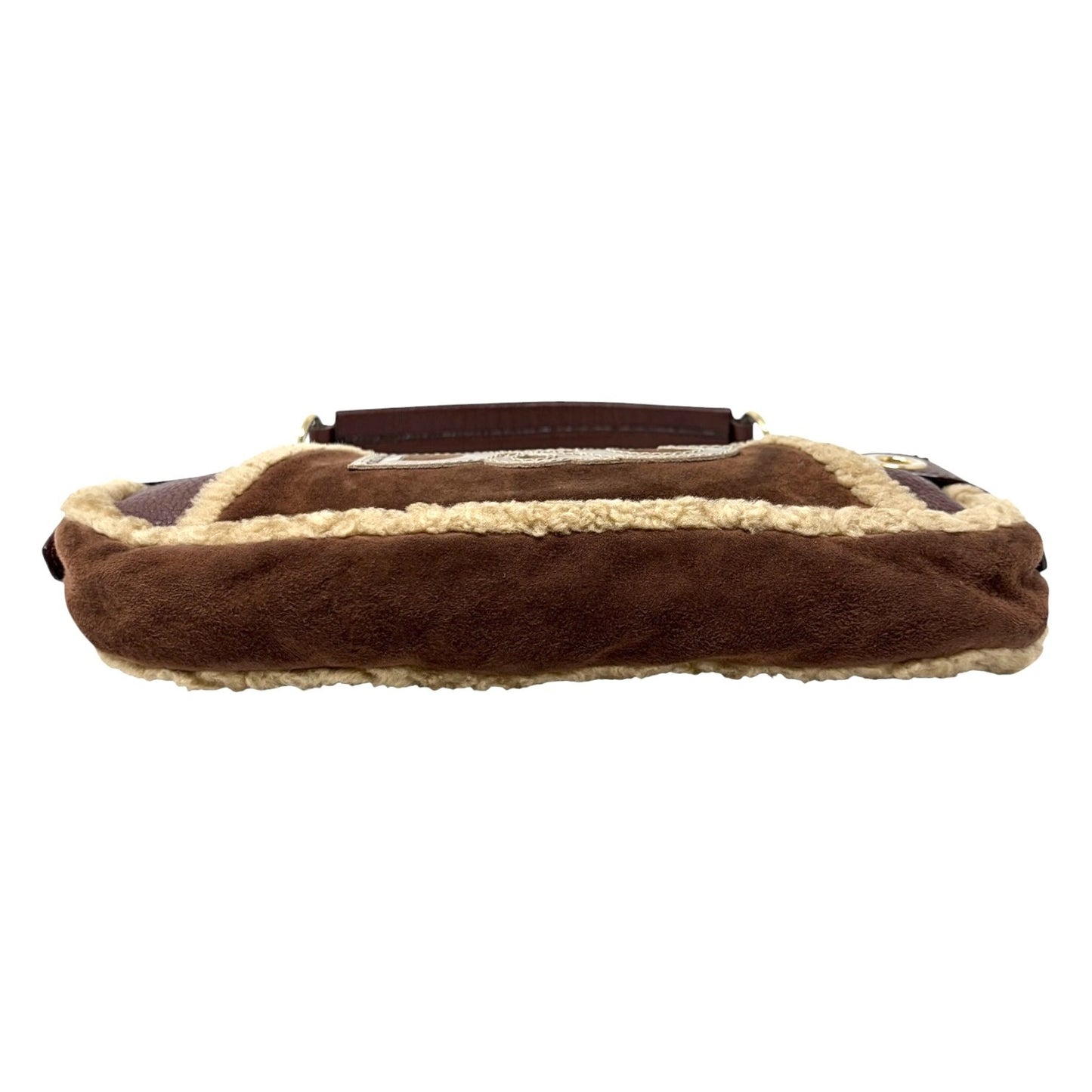 DOLCE&GABBANA Vintage D&G Chain Shoulder Bag Suede Leather Brown Gold 902412