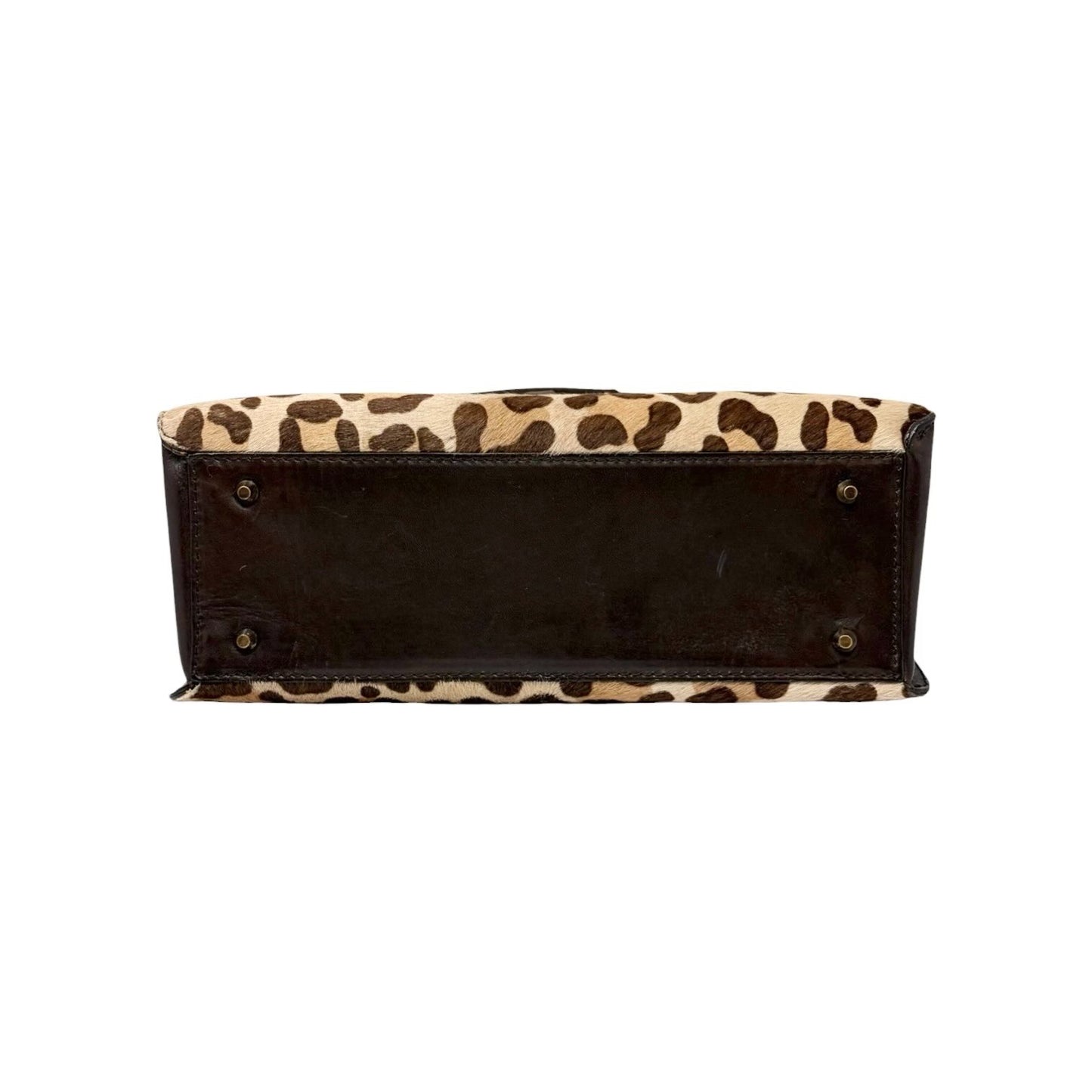 DOLCE&GABBANA Vintage Logo Leopard Pony Hair Hand Bag Beige Brown 902449