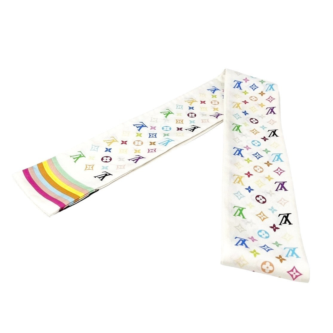 LOUIS VUITTON Vintage LV Monogram Multicolor Bandeau Scarf Silk Hair Accessory