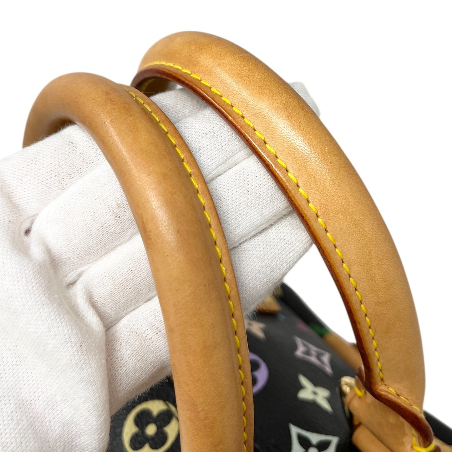 LOUIS VUITTON Vintage Monogram Multicolor Speedy 30 Handbag Black Camel Leather