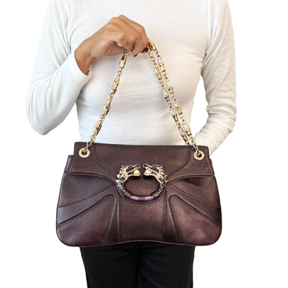GUCCI Vintage Limited Edition Tom Ford Dragon Chain Bag Purple Leather 902354