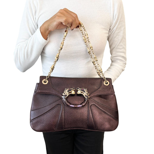 GUCCI Vintage Limited Edition Tom Ford Dragon Chain Bag Purple Leather 902354