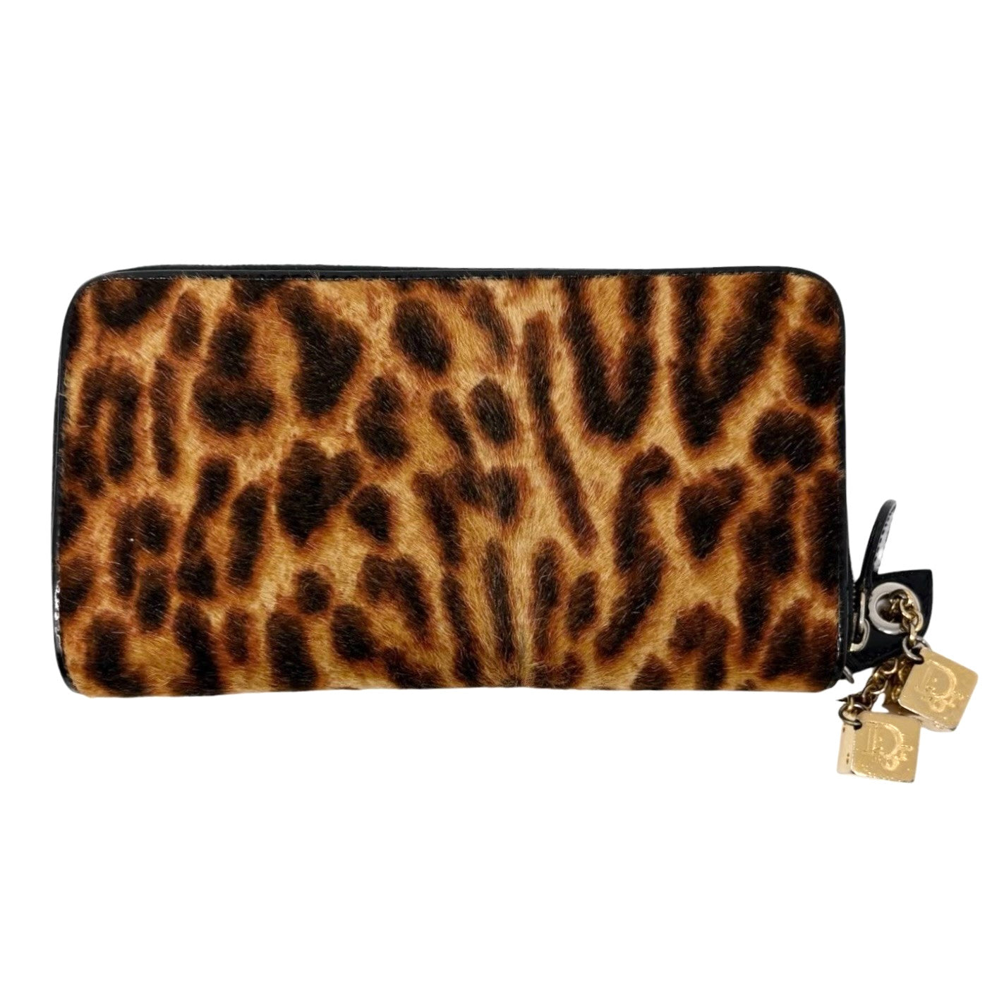 Christian Dior Vintage 2001 Logo Leopard Pony Hair Wallet Dice Charm 901815
