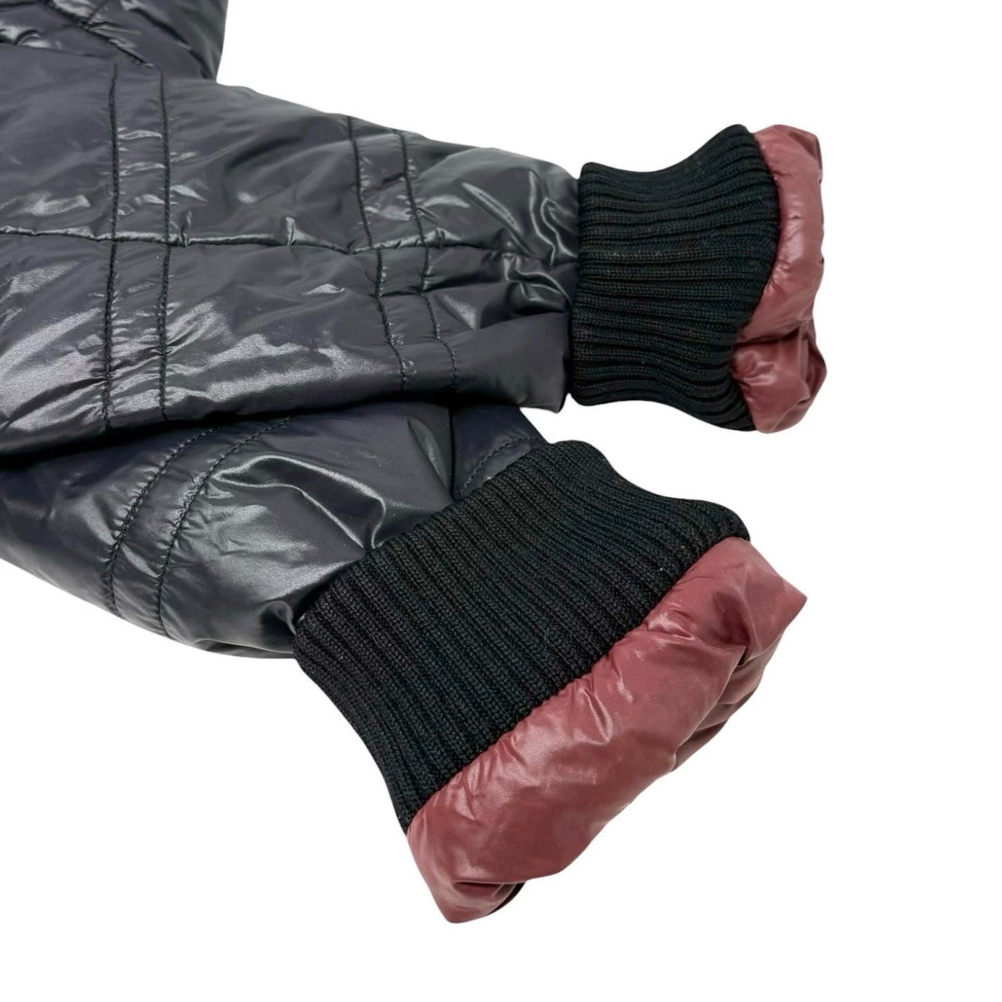 CHANEL Sport Vintage P3665 CC Logo Hoodie Zip Up Puffer Jacket #36 Red Black