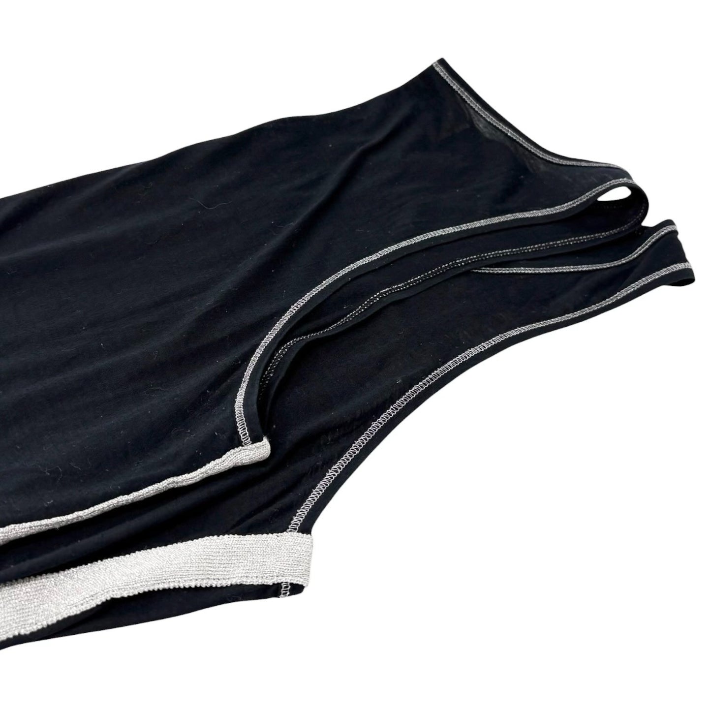 CHANEL Sport Vintage 06P CC Logo Side Stripe Tank Top #40 Black Silver 901948