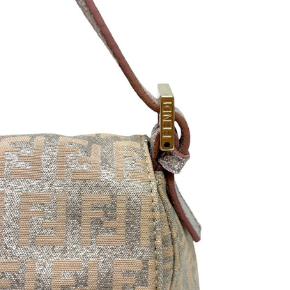 FENDI Vintage FF Zucchino Mini Mamma Baguette Shoulder Bag Pink Silver 902294