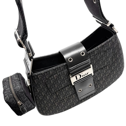 Christian Dior Vintage Street Chic Trotter Monogram Shoulder Bag Black 902443