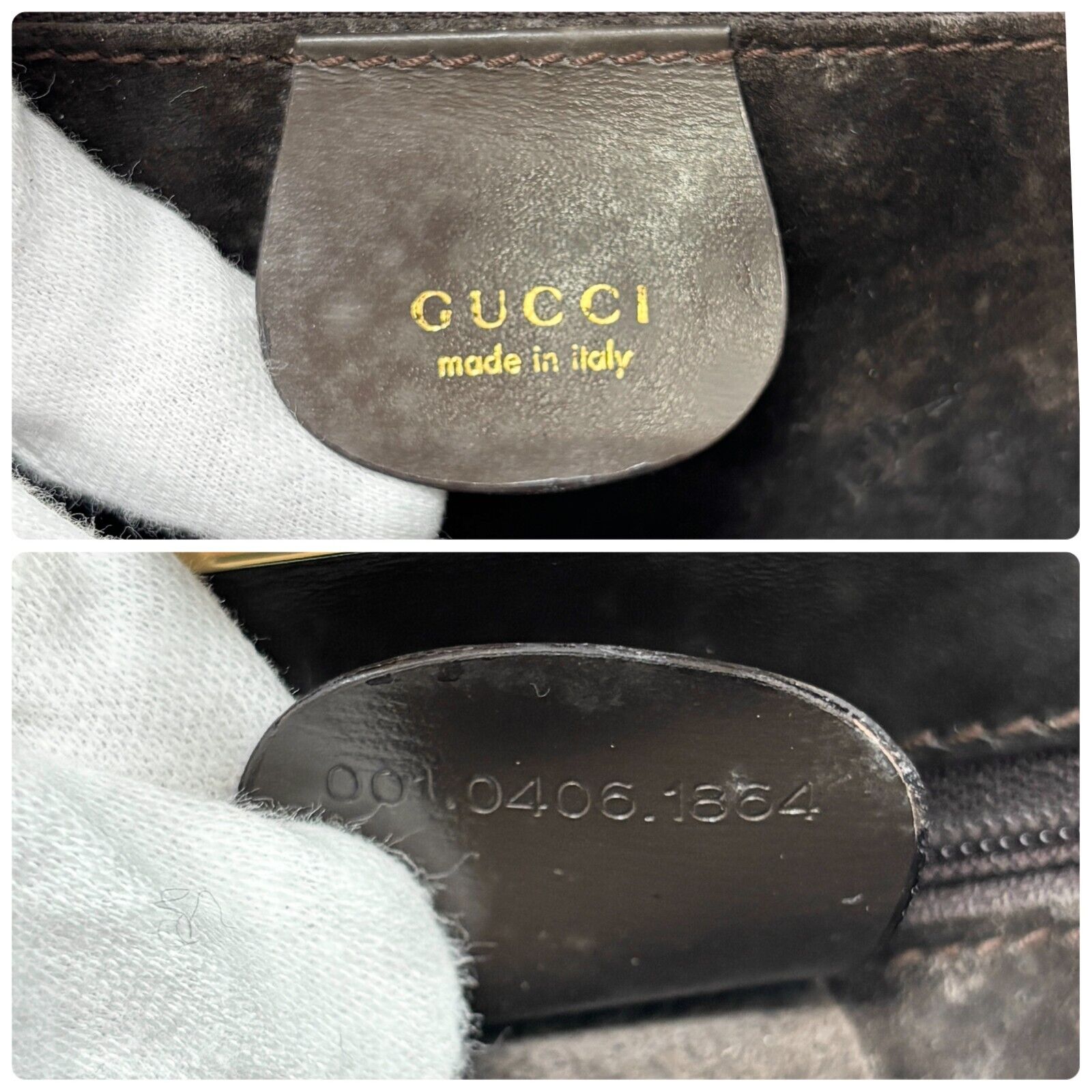 GUCCI Vintage G Square Logo Small Shoulder Bag Brown Gold Suede Leather