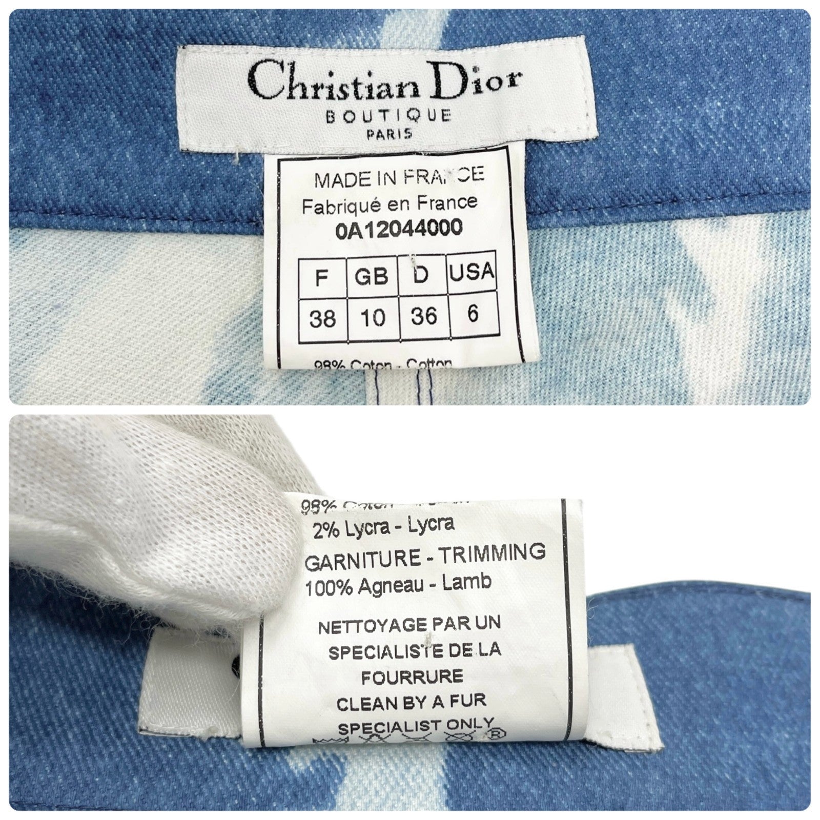 Christian Dior Vintage 2000 John Galliano Tie-Dye Denim Pants #38 Boa Blue