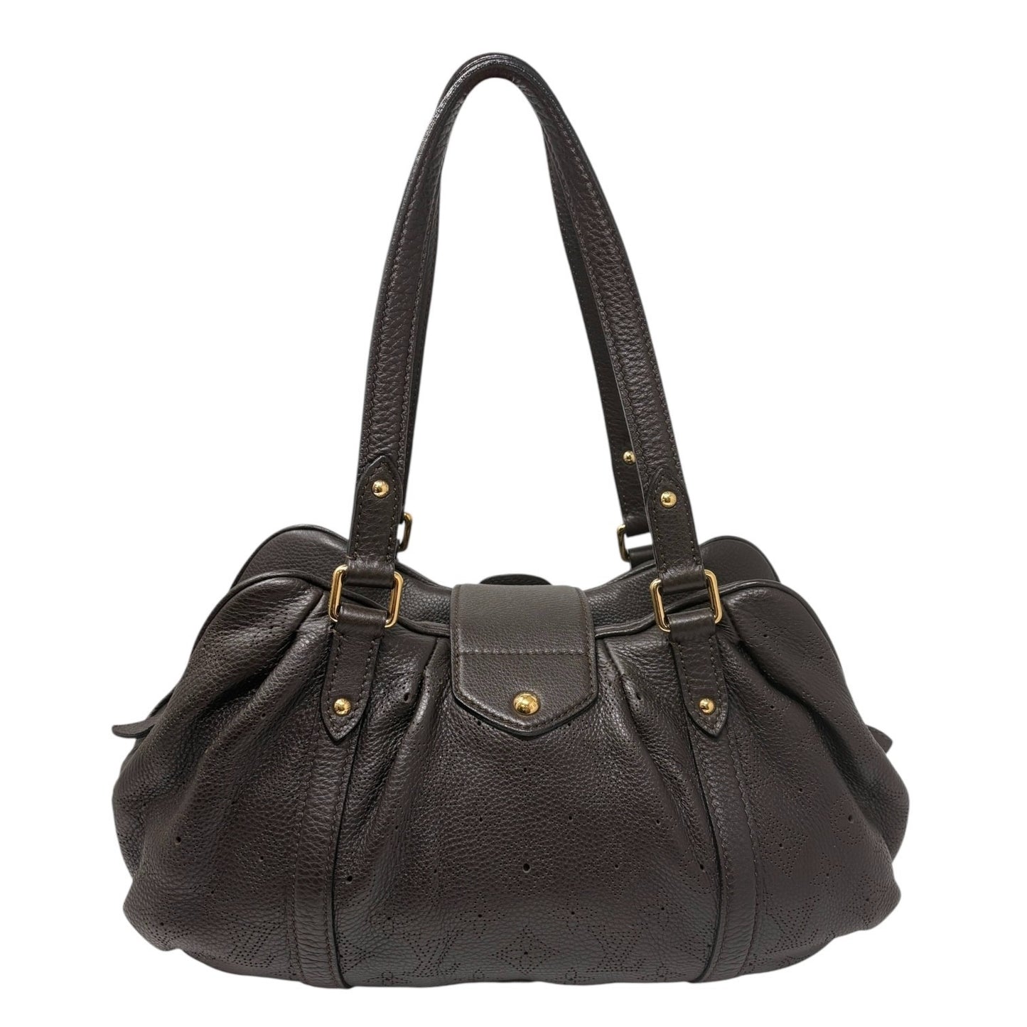 LOUIS VUITTON Vintage Monogram Mahina Shoulder Bag Brown Gold Leather Suede