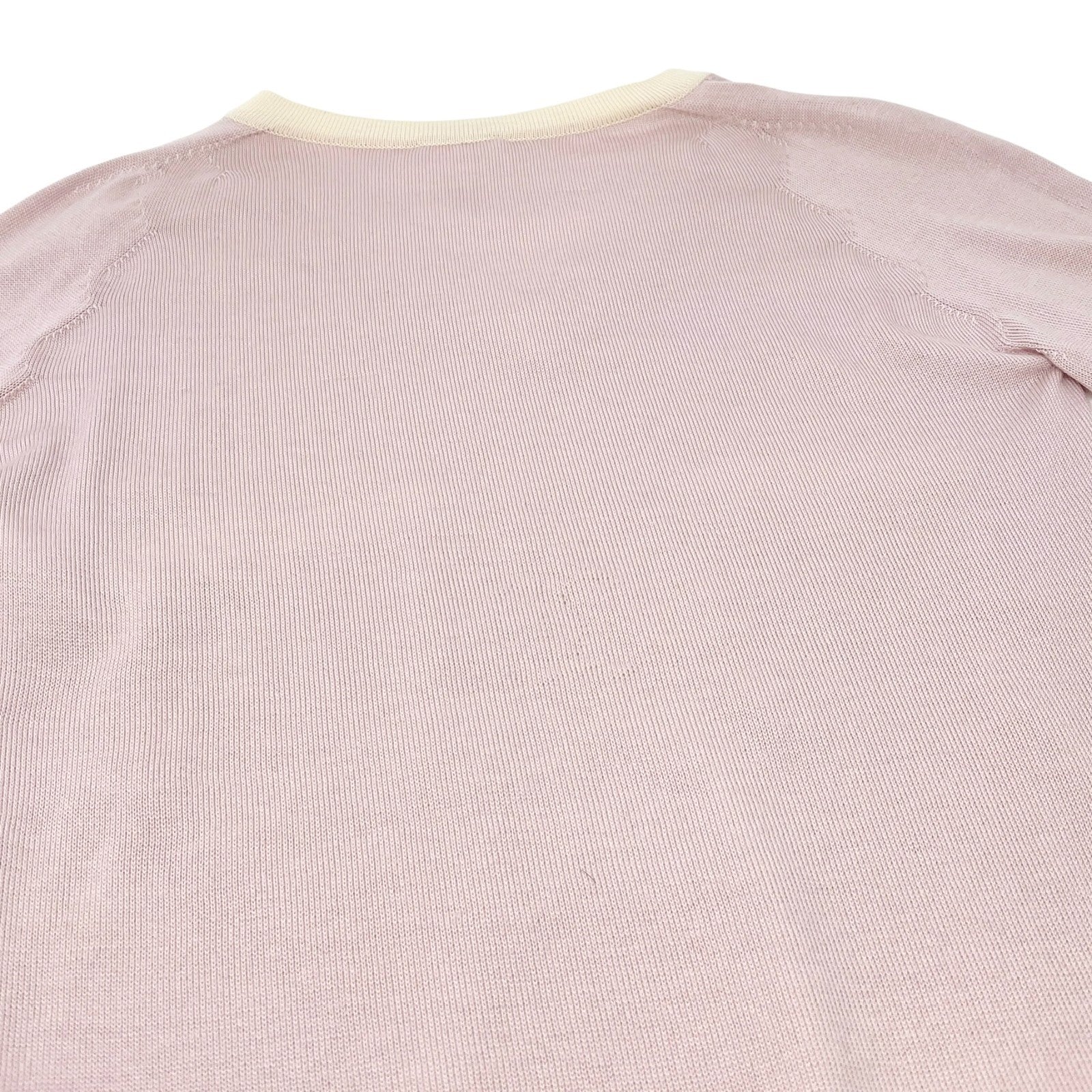 CHANEL Vintage 04C CC Logo Knit Sweater Top #38 Pocket Pink Cream Cashmere