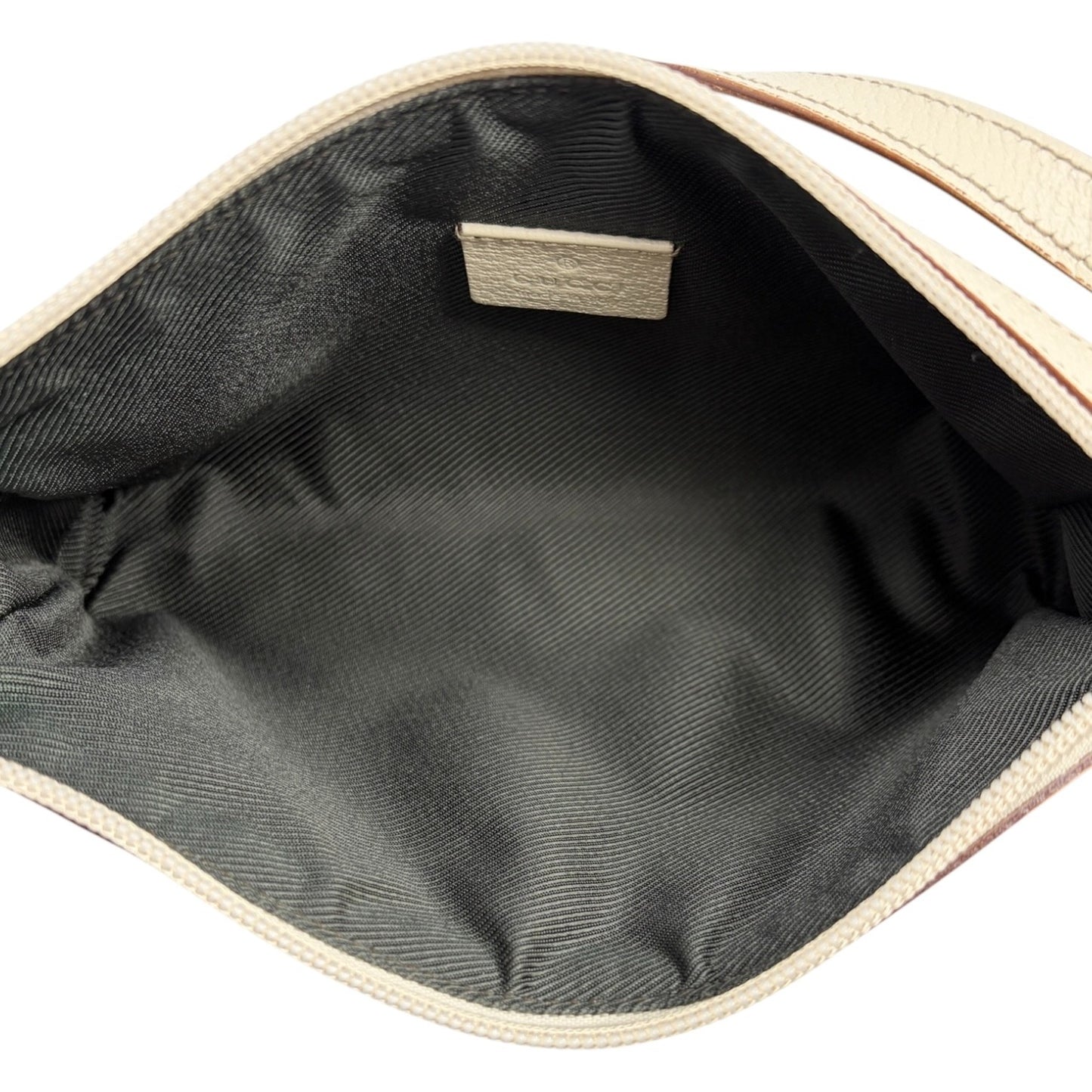 GUCCI Vintage GG Monogram Abbey Logo Mini Shoulder Bag White Brown Canvas