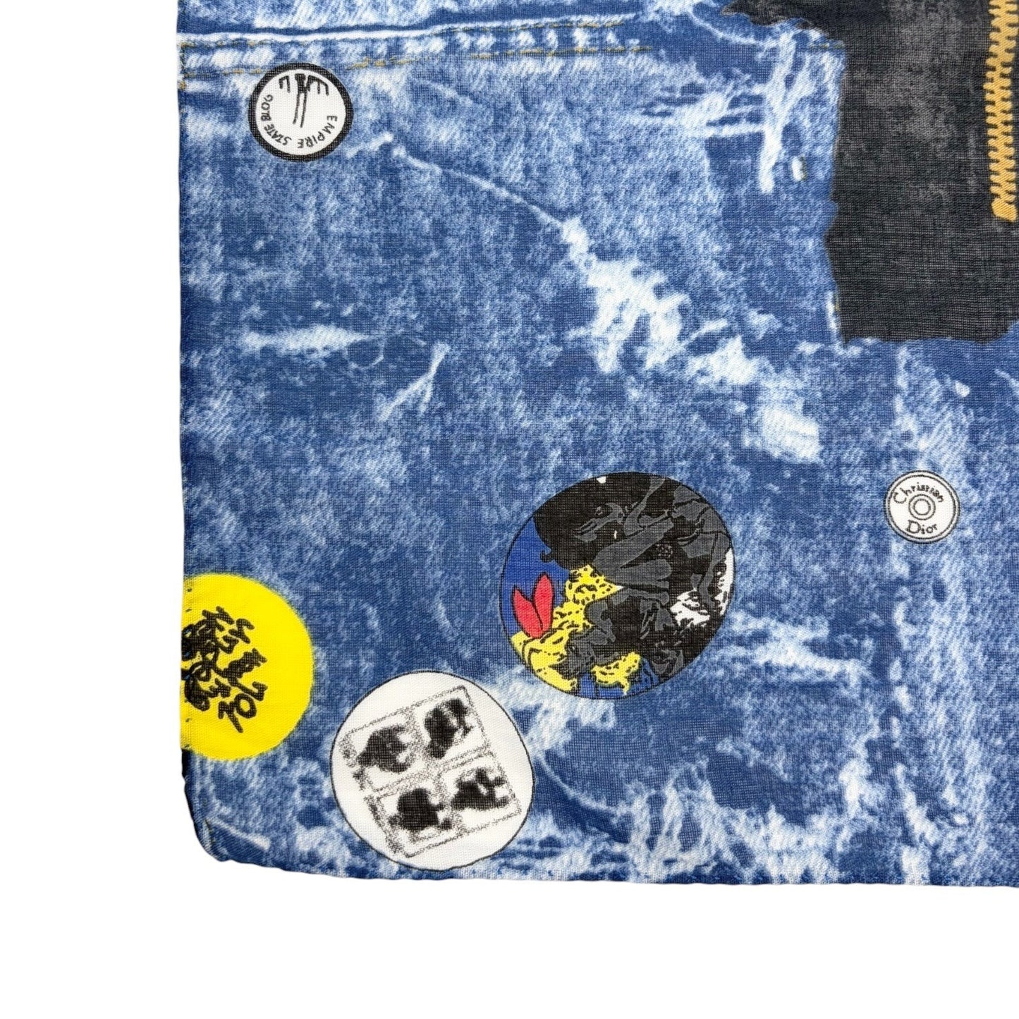 Christian Dior Vintage 2001 Miss Diorella Denim Print Mini Scarf Blue 901844