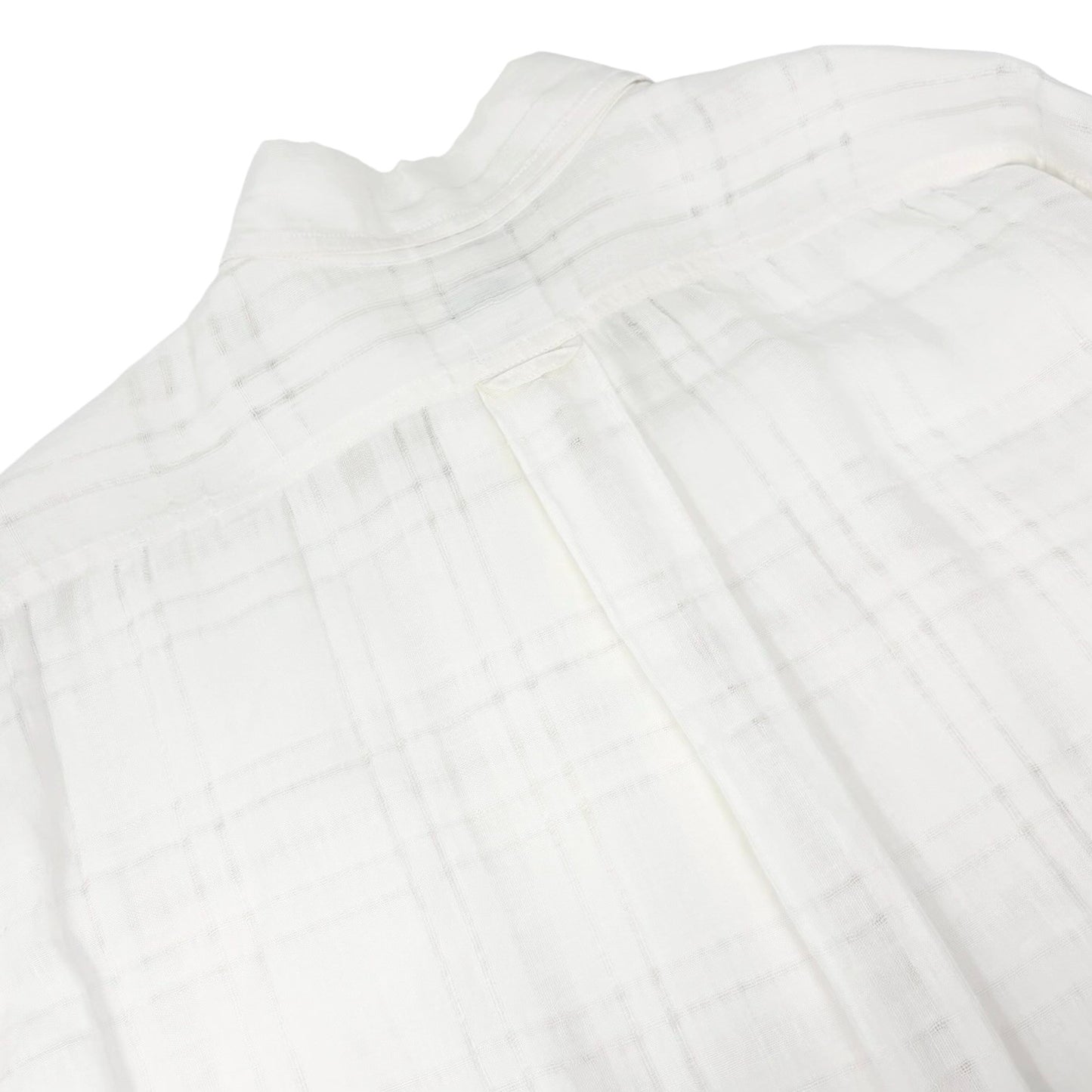 CHANEL Vintage CC Logo Checked Button Up Shirt #38 White Cotton Pocket 902289