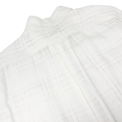 CHANEL Vintage CC Logo Checked Button Up Shirt #38 White Cotton Pocket 902289