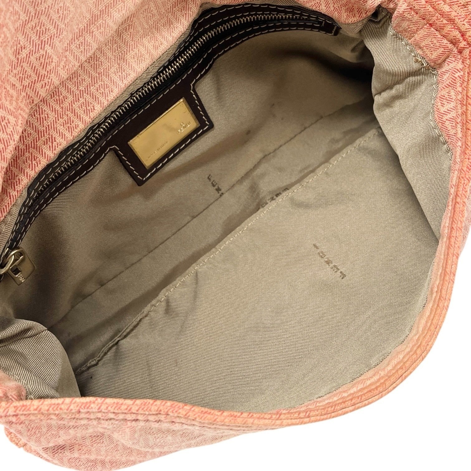 FENDI Vintage Zucchino Monogram Mamma Baguette Shoulder Bag Orange Pink Gold