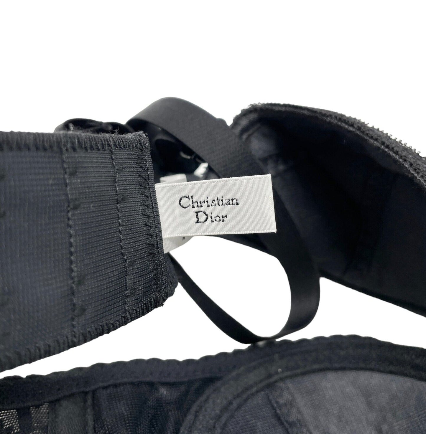Christian Dior Vintage Trotter Monogram Bra Top #A65 Black Nylon Rank AA