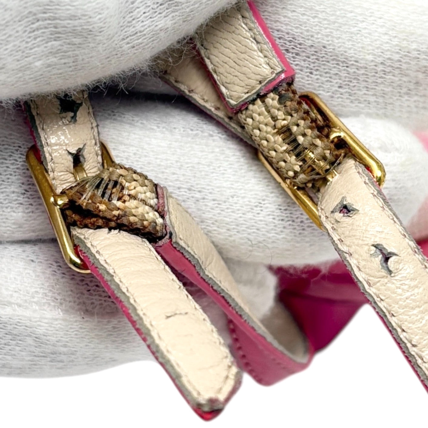 LOUIS VUITTON Vintage LV Logo Monogram Mule Sandals #37 Pink Gold Canvas