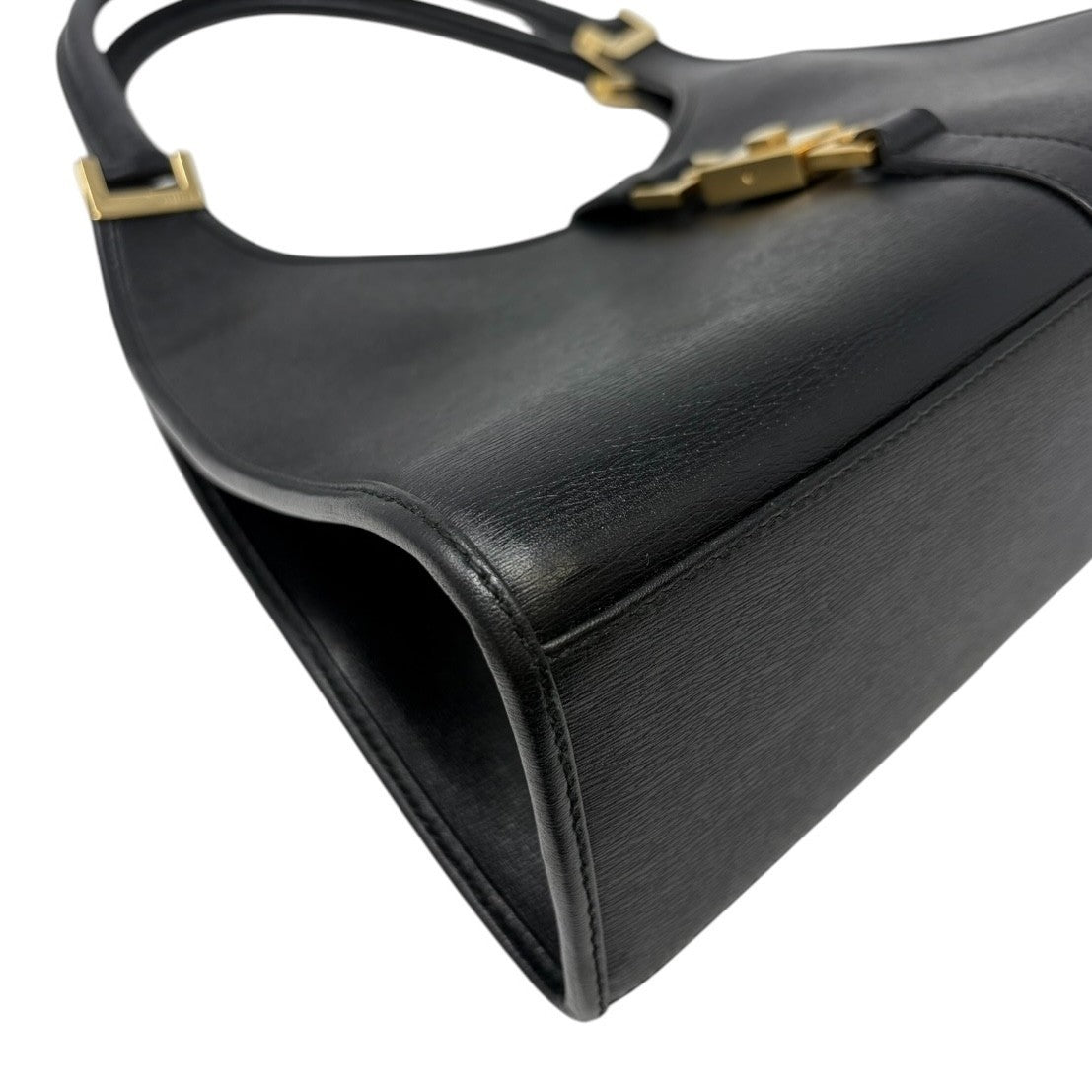 GUCCI Vintage Jackie Logo Shoulder Hobo Bag Handbag Black Gold Leather 902098