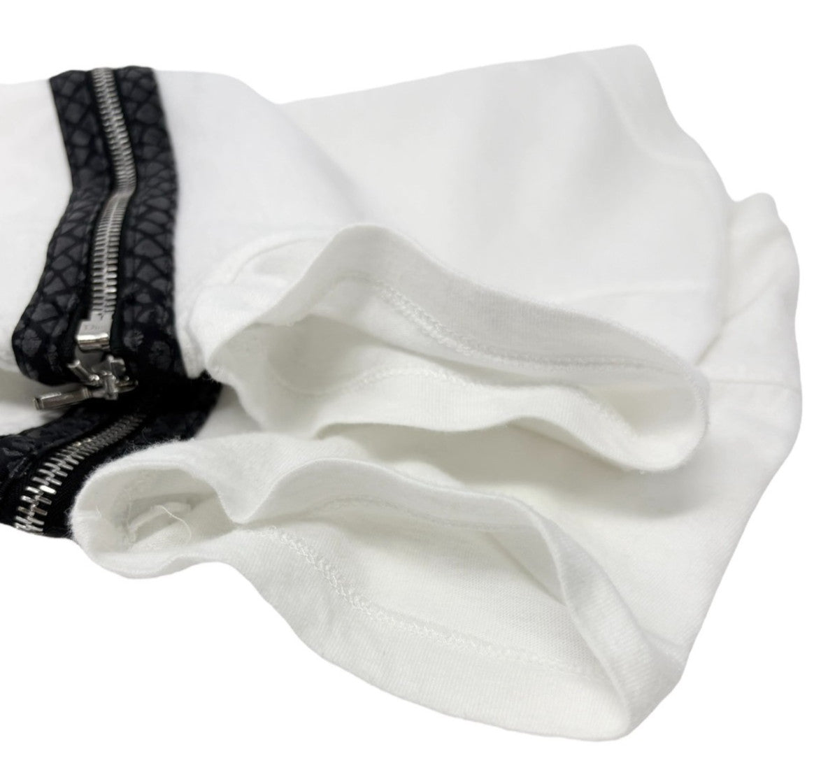 Christian Dior Vintage 2001 Zip T-shirt Top #38 White Cotton Shortsleeve