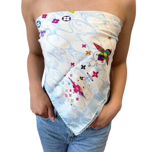 LOUIS VUITTON Vintage Panda Wave Multicolore Scarf Takashi Murakami Blue 901928