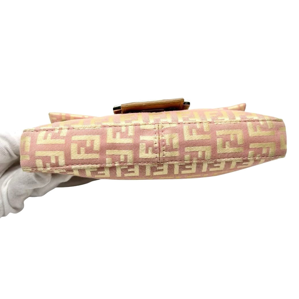 FENDI Vintage Zucchino Mamma Baguette Mini Bag Pochette Pink Beige 901893