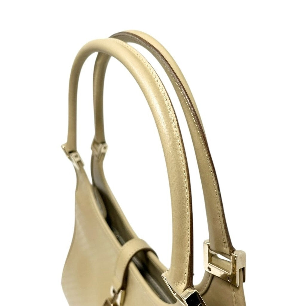 GUCCI Vintage Micro GG Monogram Logo Jackie Mini Bag Beige Gold Leather