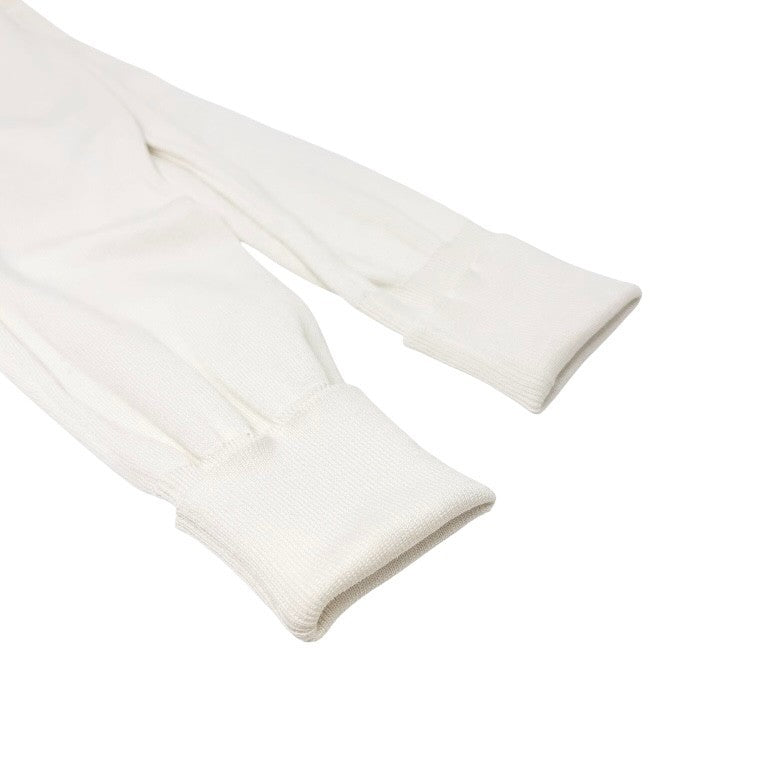 CHANEL Vintage 96P CC Logo Cardigan Top Button Pocket #44 White Long Sleeve