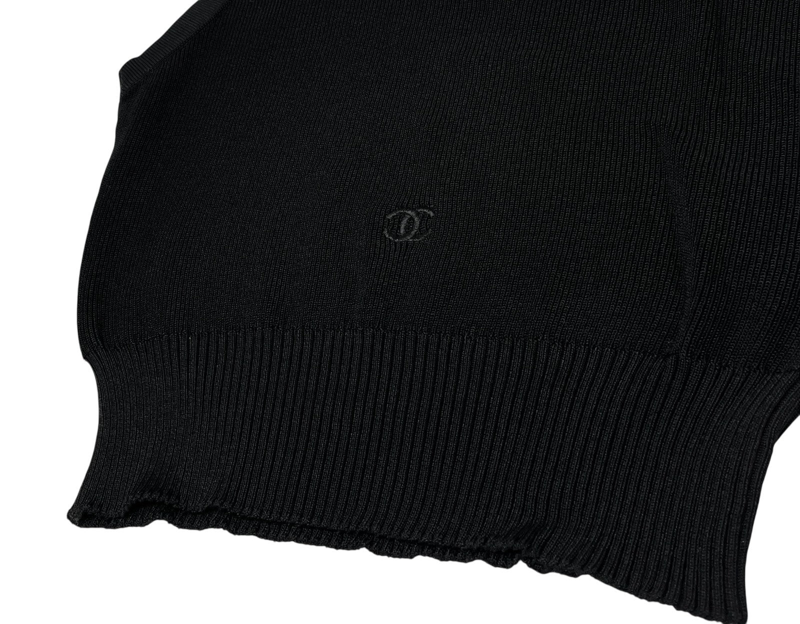 CHANEL Vintage 96P CC Sleeveless Top Shorts Set #42 Knit Black Rayon Cotton