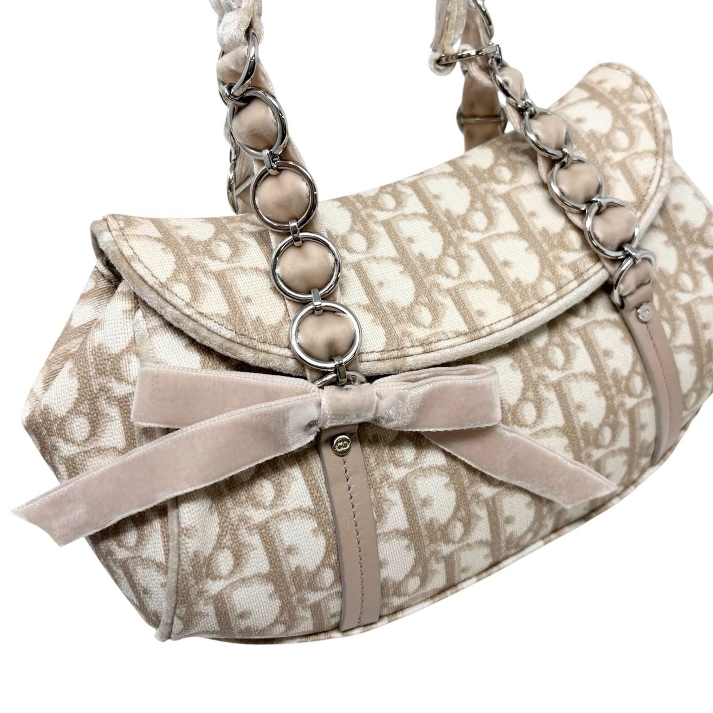 Christian Dior Vintage 2005 Trotter Monogram Romantique Bag Beige PVC 902270