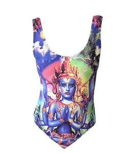 Jean Paul GAULTIER Vintage Logo Swimwear #M One-piece Nylon Multicolor Rank AB