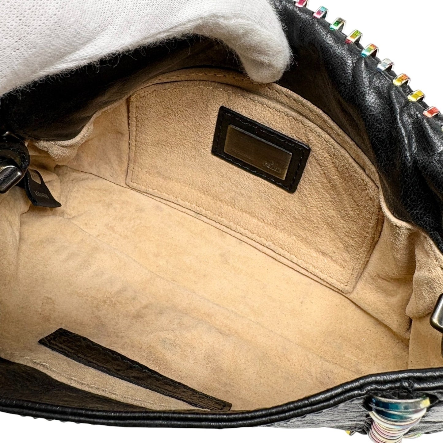 FENDI Vintage Mamma Baguette Multicolor Whipstitch Mini Bag Black 901874