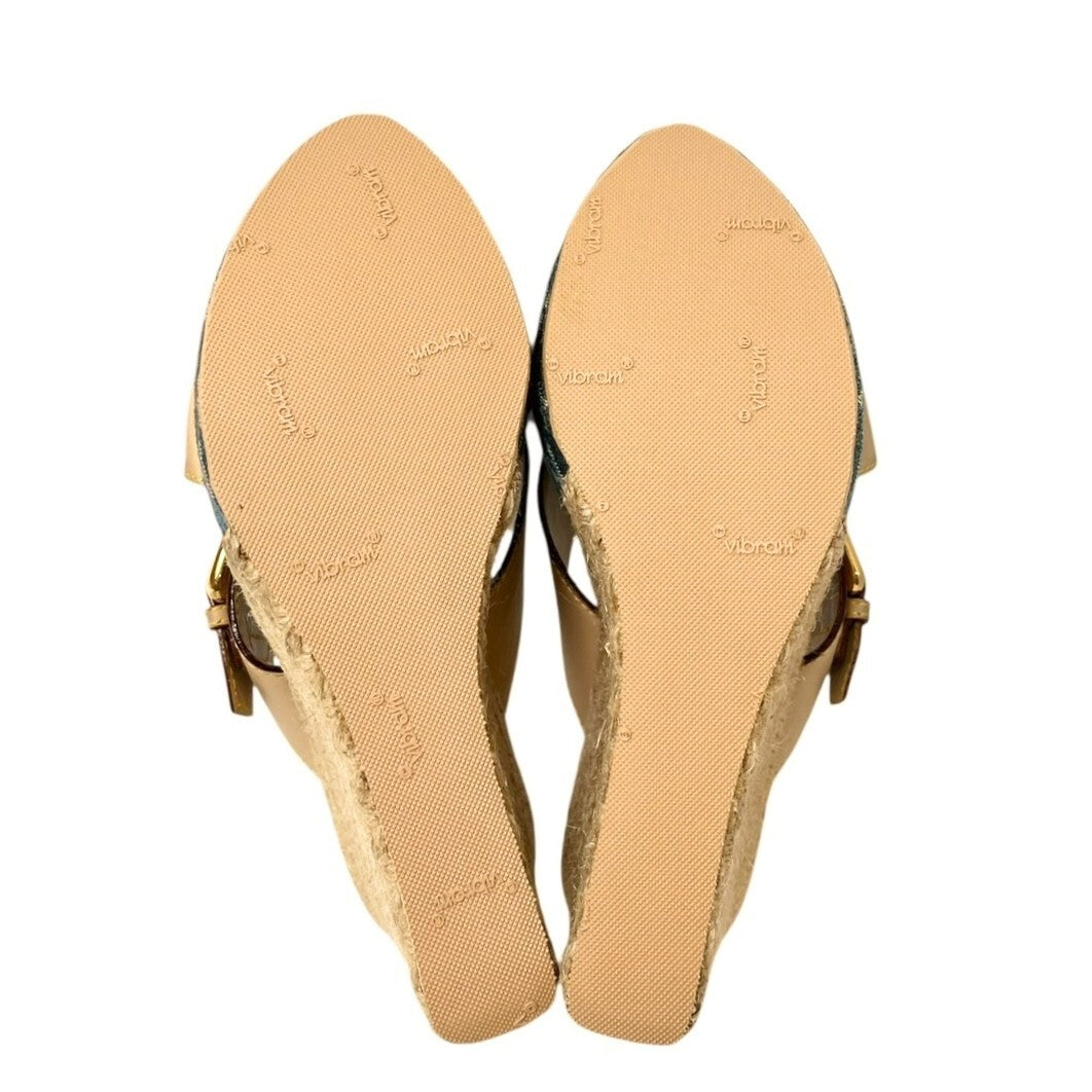 LOUIS VUITTON Vintage LV Logo Monogram Sandals #36-36.5 Beige Blue Leather Belt