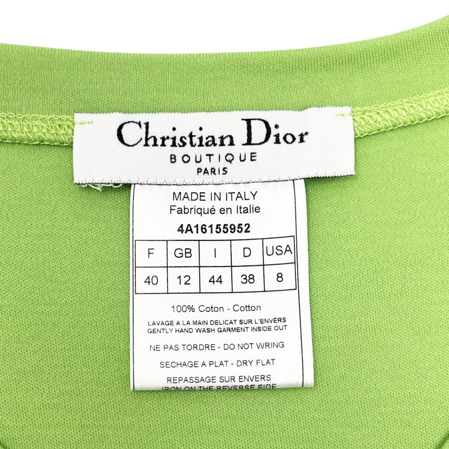 Christian Dior Vintage 2004 Dolls Logo T-shirt Top #44 Light Green Cotton