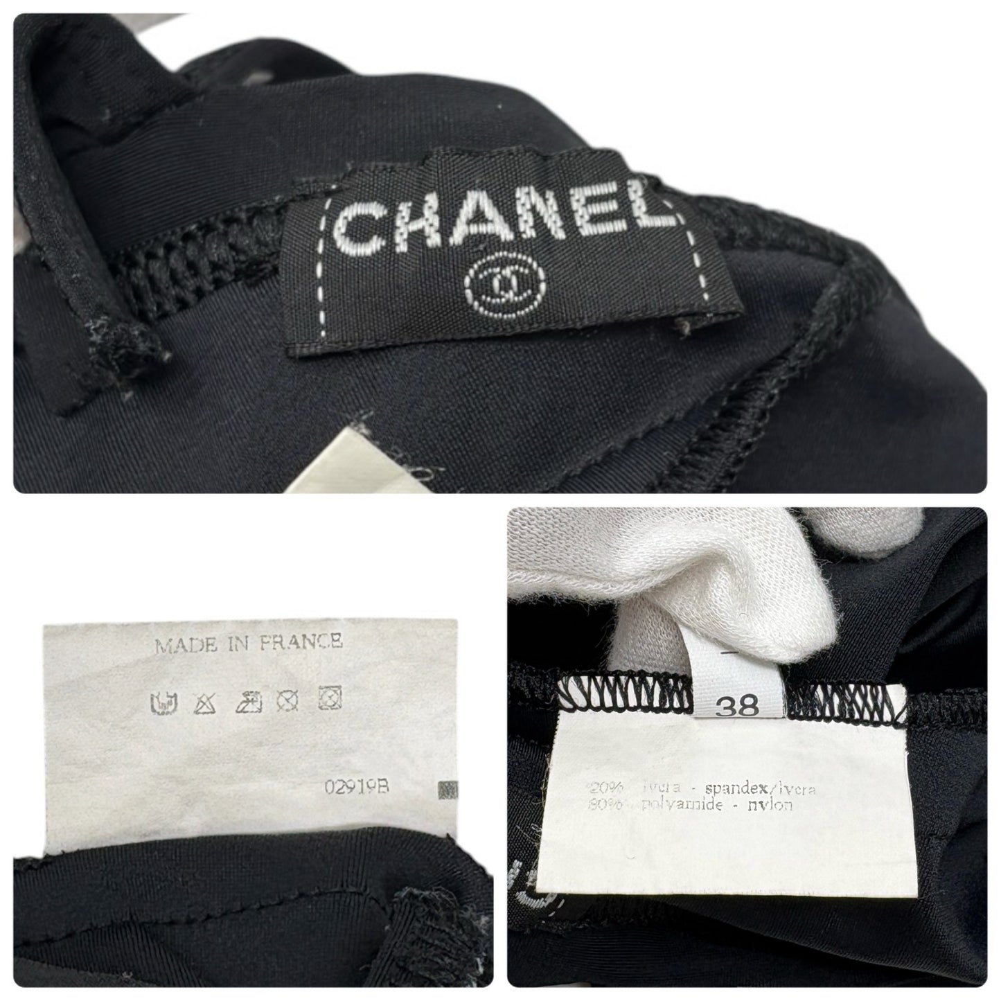 CHANEL Vintage CC Logo Swimwear Swimsuit One-piece #38 Black Nylon 902302