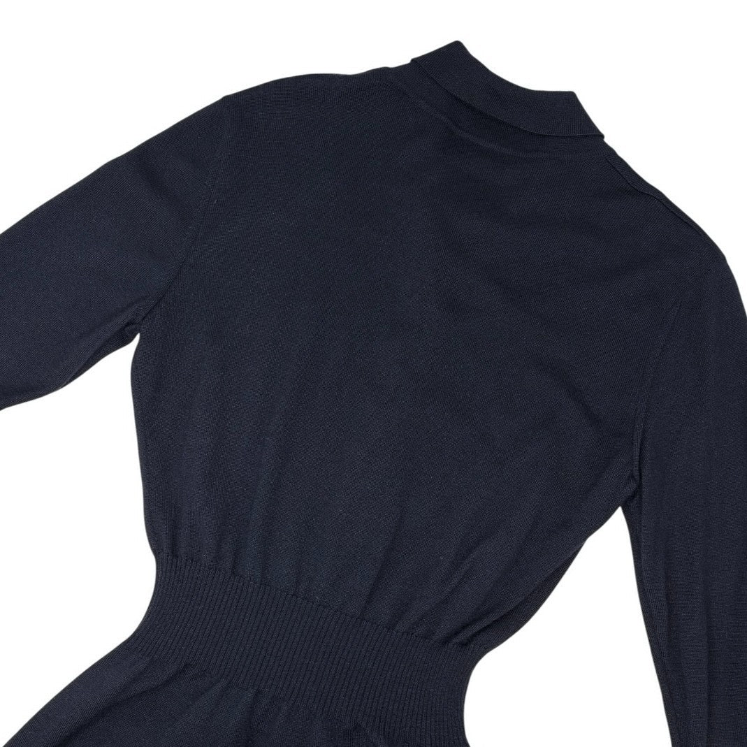 CHANEL Vintage 94A CC Button Cashmere Long Cardigan #40 Dark Blue Gold 902012