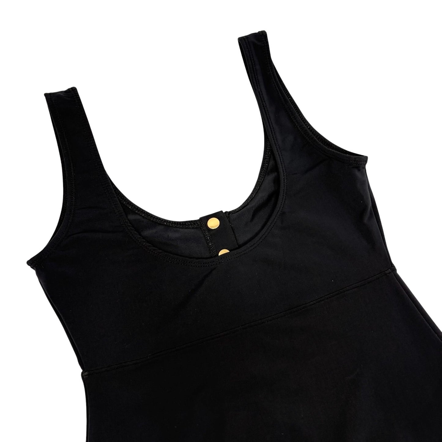 CHANEL Vintage 97C CC Logo Dress One-piece #36 Black Nylon Spandex 901864