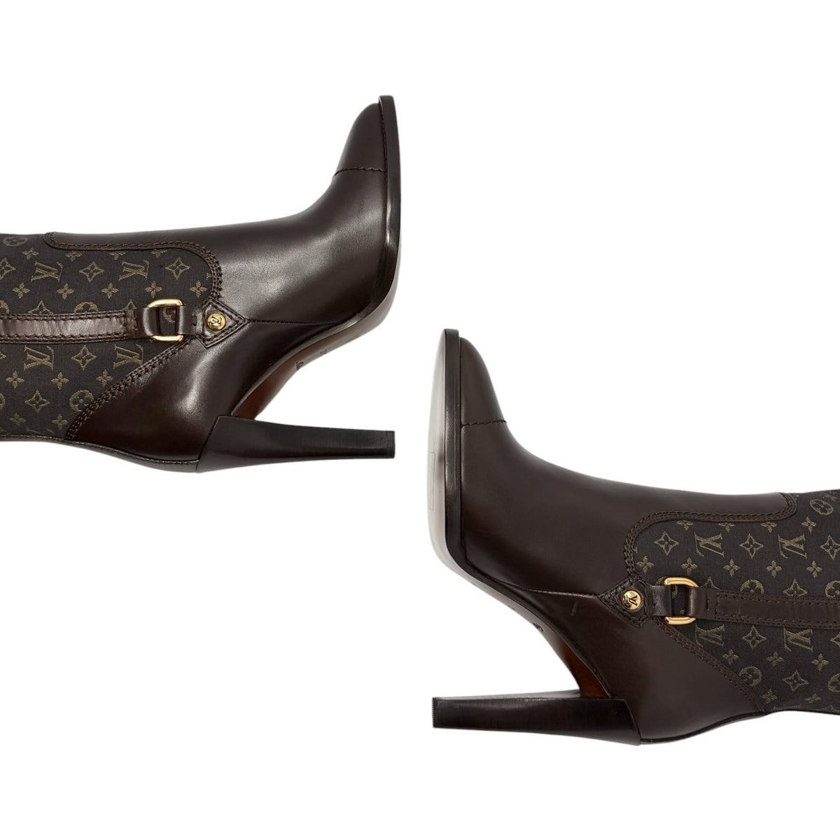 LOUIS VUITTON Vintage LV Monogram Long Boots #37-37.5 Brown Leather 902458