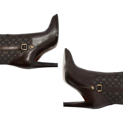LOUIS VUITTON Vintage LV Monogram Long Boots #37-37.5 Brown Leather 902458