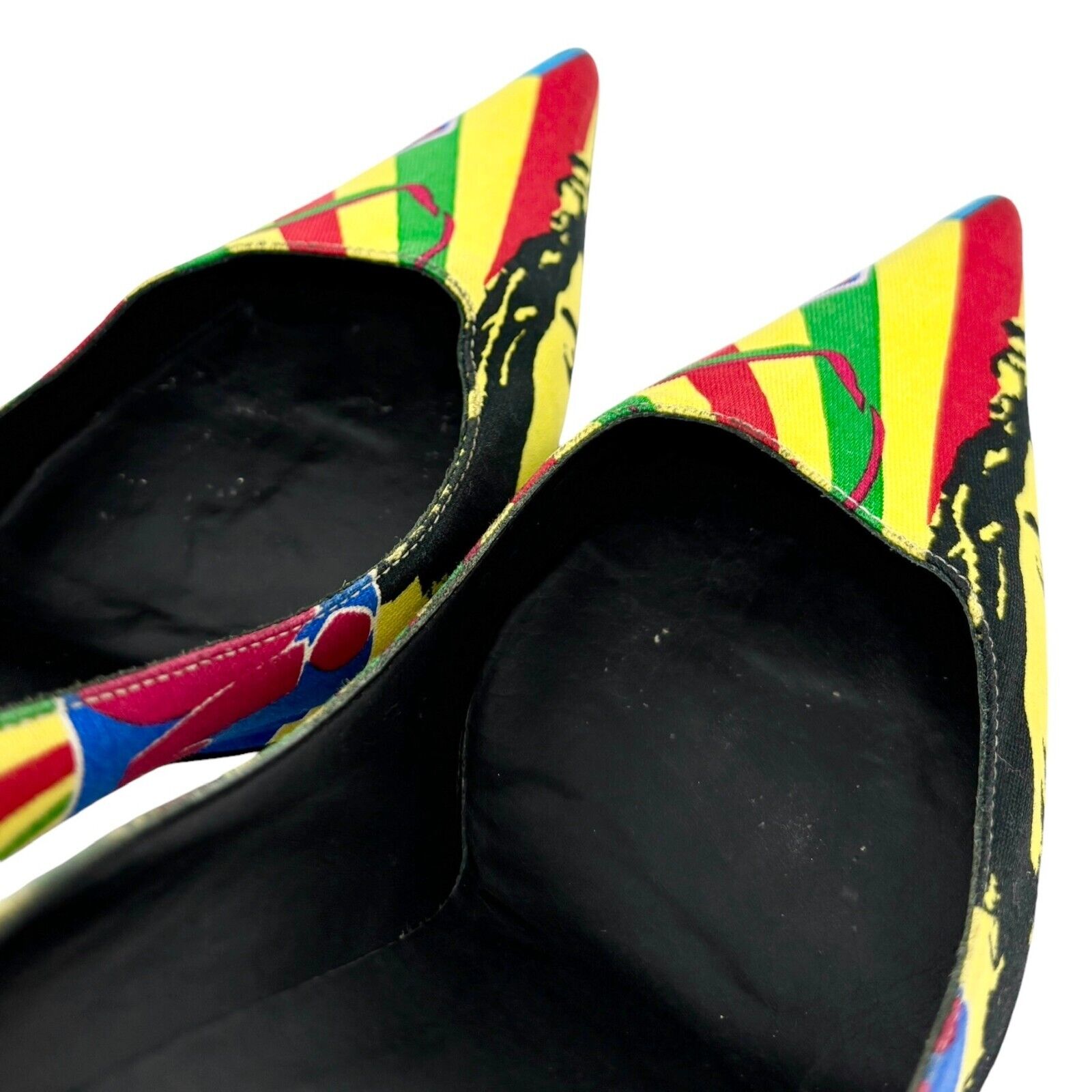 Dior Vintage 2004 Rasta Mania Pumps Heels #39.5 US 9.5 Multicolor Cotton Rank AB