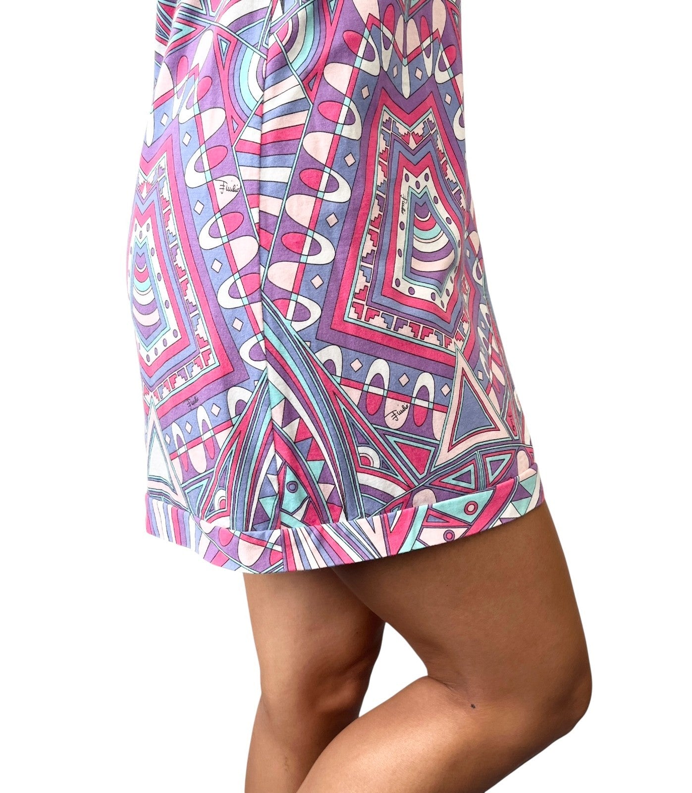 EMILIO PUCCI Vintage Logo Vivara Multicolor Camisole Dress #38 Blue Cotton