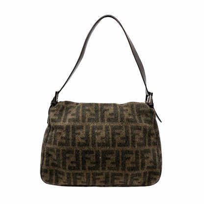 FENDI Vintage FF Zucca Cashmere Knit Mamma Baguette Shoulder Bag Brown 902052