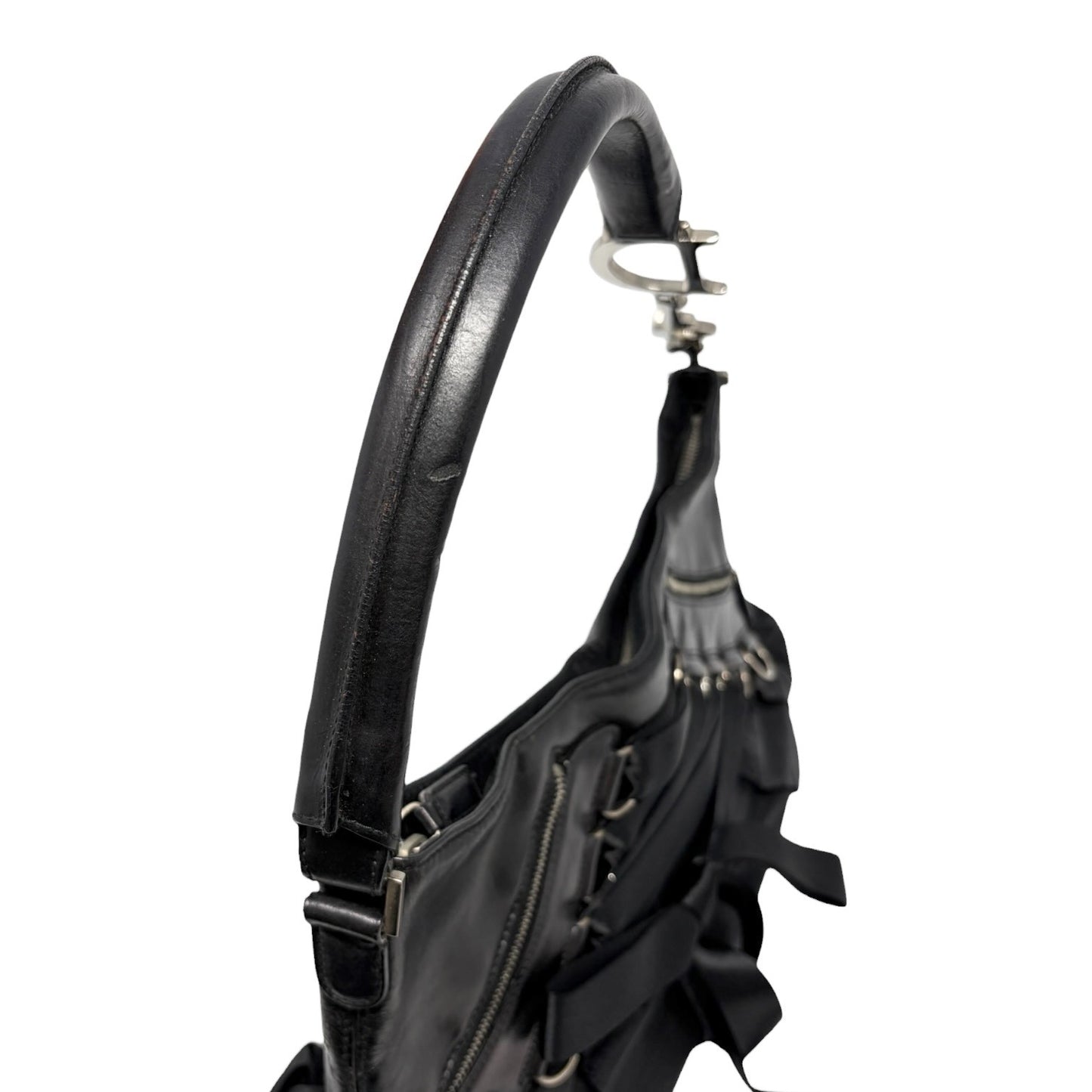 Christian Dior Vintage 2004 Ballet Corset Bag Black Nylon Leather 902095